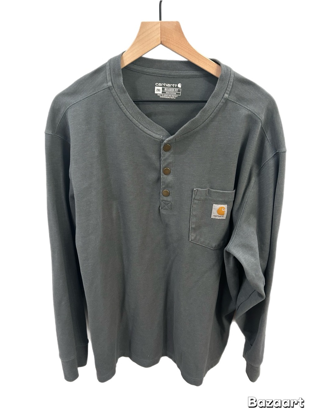 Carhartt Heavyweight Henley Shirt Men’s 2XL Relaxed Fit Gray